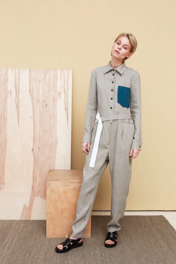 linen jumpsuit etsy