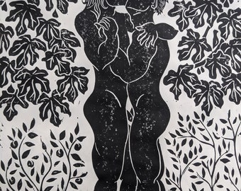 Patroclus and Achilles linocut print
