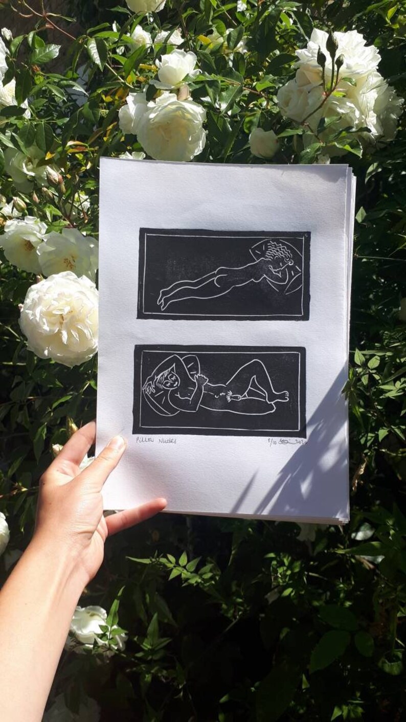 Individual or Diptych Male and Female Nudes Linocut