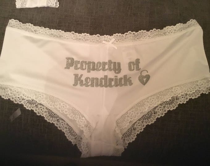 Personalized Lace  "Property of Name" GLITTER /FAST SHIPPING/Wedding/Anniversary