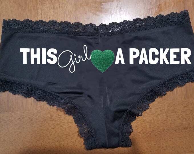 Sexy “This girl loves a Packer”Lace Panties/Glitter heart/FAST SHIPPING/Celebrations