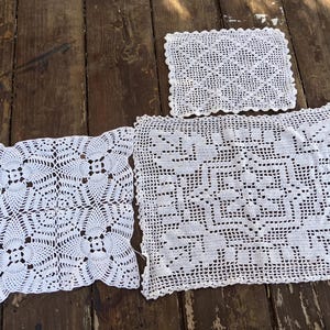 3 Deckchen set handgemacht doily Tischläufer Tischdeco Tischläufer Vintage shabbychic Romantik boho country living häckeldecke italy