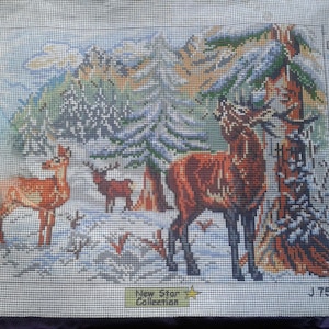 Needlepoint panel tapestry canvas unworked vintage gobelin