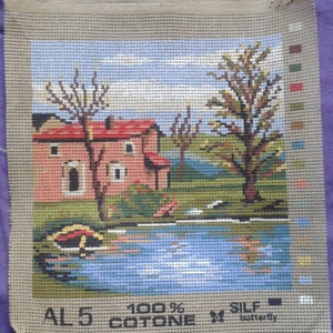 Neddlepoint panel unworked vintage tapestry canvas gobelin