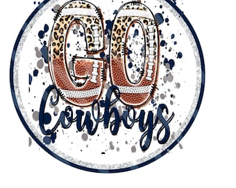 Go Cowboys Wreath Sign – Football Team Round Aluminum Door Décor with Leopard Design