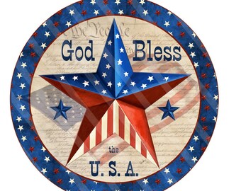 Wreath Signs, Patriotic Signs, God Bless USA, Metal Signs, Wreath Embellishments, Signs For wreaths, Ohdeerrusticdecor