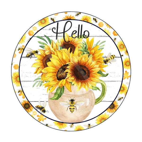 Hello Sunflower Wreath Sign, Signs for Wreaths, Wreath Enhancement