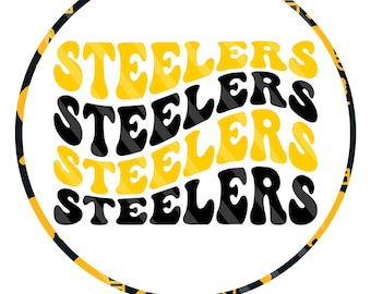 Steelers Retro Wreath Sign – Black Gold Round Aluminum Football Door Décor