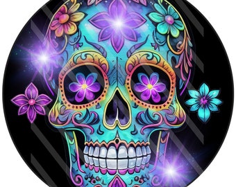 Colorful Sugar Skull Sign, Day of the Dead Decor