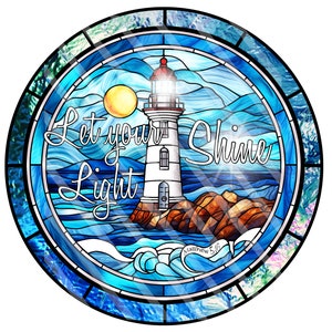 Let Your Light Shine Lighthouse Decor | Matthew 5:16 Christian Round Wreath Attachment