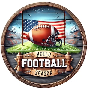 Football Season Round Wreath Sign, NFL Decor, Fall Football Sign, Wreath Enhancement, Sports Decor, Door Sign, Ohdeerrusticdecor