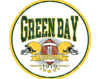 Green Bay Football Wreath Sign – Yellow Green Round Aluminum Door Décor