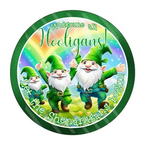 Wreath Signs, St. Patrick&#39;s Day Welcome Wreath Sign, Metal Signs, Shamrock Themed Sign, Luck-themed Metal Sign, Wreath Enhancement