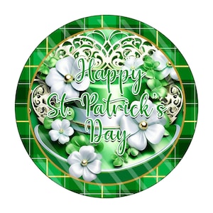 Wreath Signs, Happy St. Patrick&#39;s Day Shamrock Wreath Sign, Four-leaf Clover, Metal Sign, Luck of The Irish, Wreath Enhancement