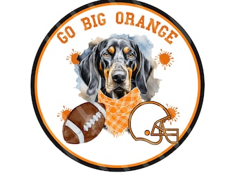 Go Big Orange Wreath Sign – Tennessee Football Round Aluminum Team Door Décor