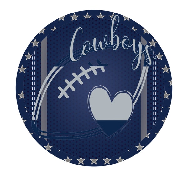 Dallas Cowboys Football Round Metal Wreath Sign, Cowboys themed Decor, Wreath Signs, Cowboys Football, Sports Fan Gift, Football Decor