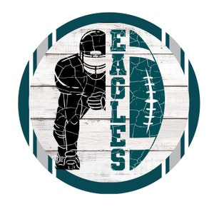 Wreath Sign, Eagles Football, Handmade NFL Inspired Home Decor, Wreath Accessory, Ohdeerrusticdecor