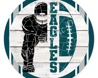 Philadelphia Football Wreath Sign, Midnight Green Football Player Game Day Decor, Distressed Football Wreath Attachment, Philly Gift