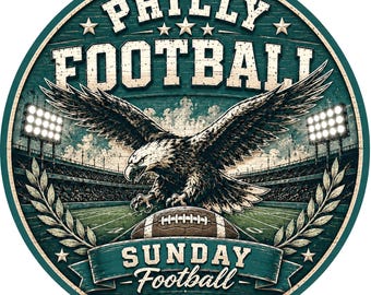 Philly Football Wreath Sign, Vintage Green Eagle Game Day Decor, Sunday Football Stadium Wreath Attachment, Philadelphia Gift