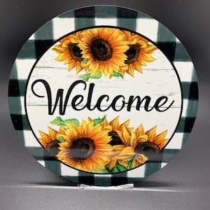 Round Sunflower Wreath Signs, Signs for Wreaths, Wreath Enhancement