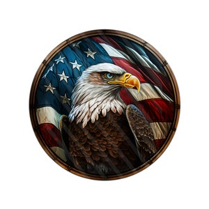 Patriotic Eagle Round Metal Wreath Sign, Americana Wreath Accent, Ohdeerrusticdecor