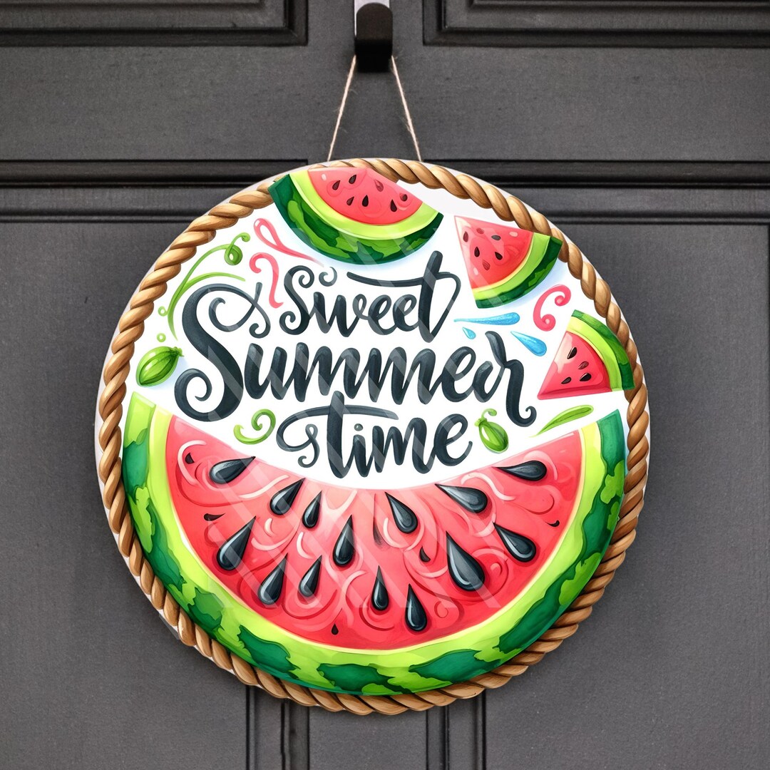 Sweet Summertime Watermelon Wreath Sign | Summer Front Door Decor - Etsy