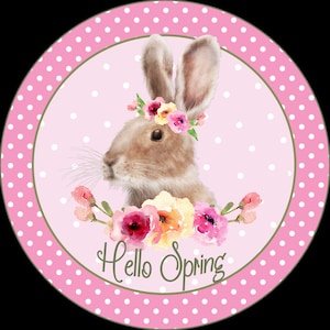 Hello Spring Pink Bunny Wreath Sign, Signs for Wreaths, Wreath Enhancement