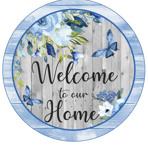 Blue Rose Welcome Wreath Sign, Signs for Wreaths, Wreath Enhancement