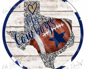 Texas Football Wreath Sign, Blue Silver Game Day Door Decor, Dallas Football Wreath Attachment, Football Fan Gift