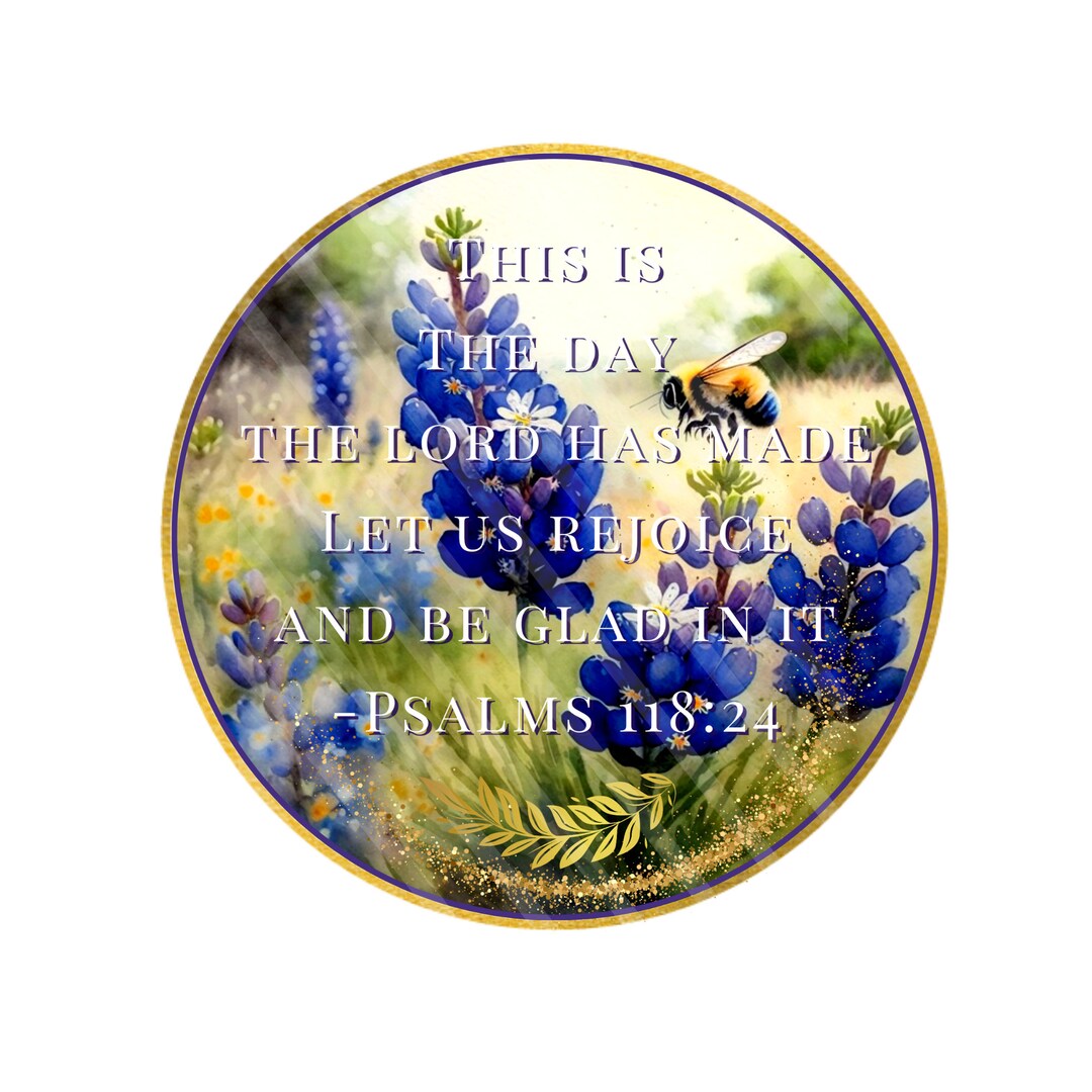 Bluebonnet Scripture Wreath Sign | Christian Floral Round for Wreath ...