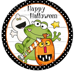 Frog Pumpkin Halloween Wreath Sign, Signs for Wreaths, Wreath Enhancement