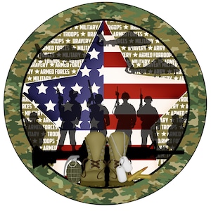 Round Military Wreath Sign, Signs for Wreaths, Wreath Enhancements