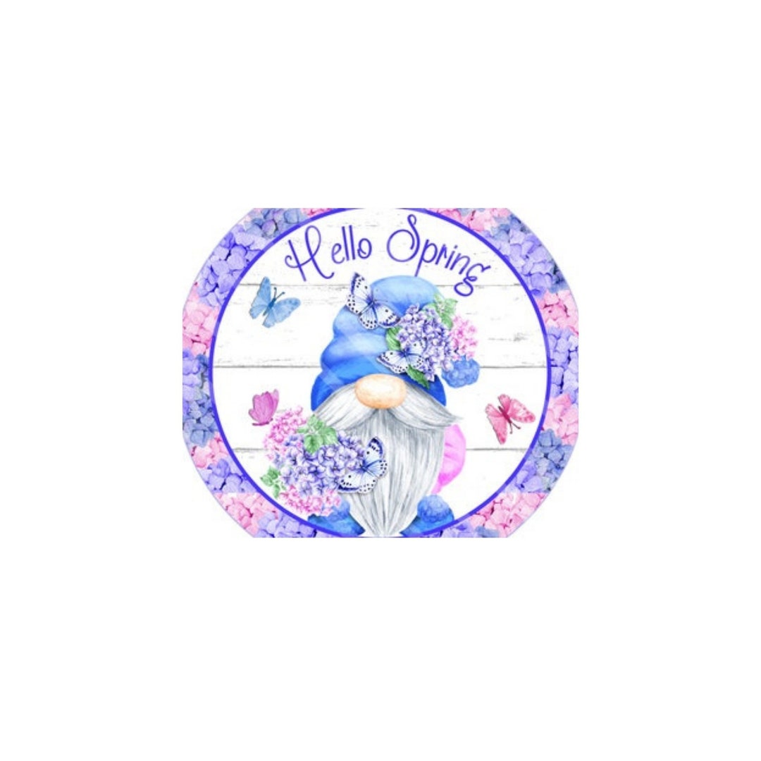 Hello Spring Gnome Wreath Sign – Round Aluminum Floral Farmhouse Door ...