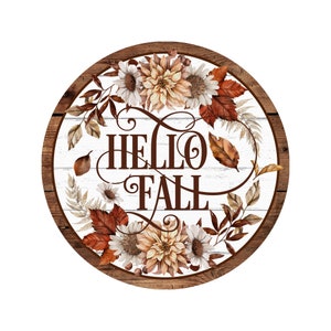 Wreath Sign, Hello Fall Wreath Attachment, Fall Signs, Round Wreath Signs, Signs for Wreaths