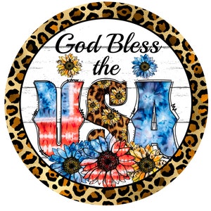 God Bless The USA Round Wreath Sign, Signs for Wreaths, Wreath Enhancement
