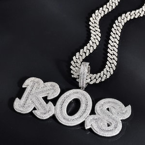 Collar con letras baguette de estilo gótico personalizado, colgante con nombre personalizado, joyería personalizada para él y para ella, regalo de cumpleaños, regalo de Navidad