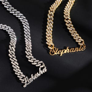 Custom Rhinestone Name Necklace: Silver & Gold Bling Chain