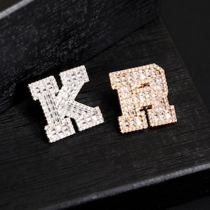 Custom Icy Letter/Number Brooch Pin,Initial Name Lapel Pin,Diamond Jeans/Bag Pin,Anniversary Gifts,Prom Party Jewelry,Sport Number Cap Pin