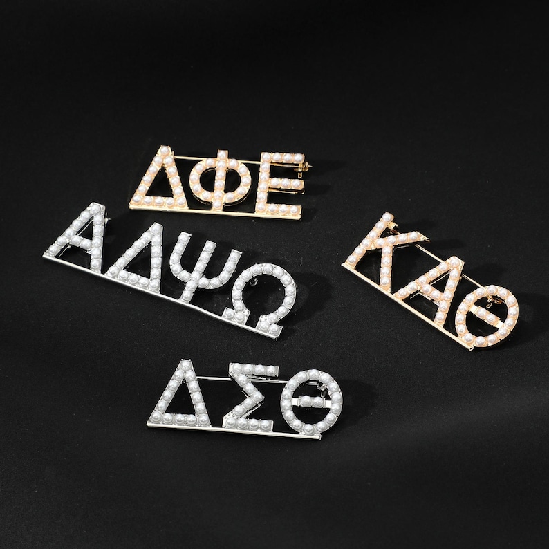 Personalized Pearl Brooch Pin, Custom Greek Letters Sorority ...