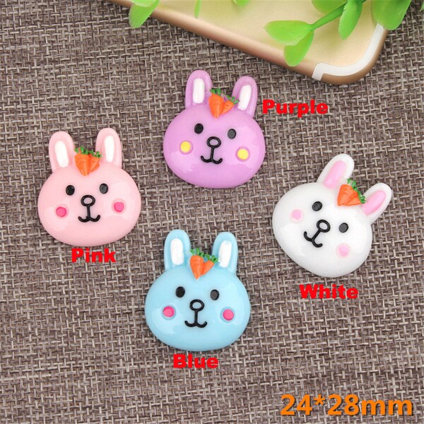 10pcs Kawaii Little RABBIT Resin Flat Back Cabochon Scrapbooking Hair Bow Center Embellishments DIY Accessories 24x28mm