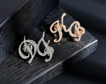 Custom Double Initials Groom Pin,Bride Initial Letters Brooch Collar Pin,Initial Suit Jacket Pin,Wedding Pins, Gifts for Groom,Wedding Gifts