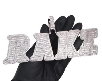 Custom Name Pendant Necklace: Iced Out Baguette Diamond Cuban Chain, Personalized Hip Hop Jewelry