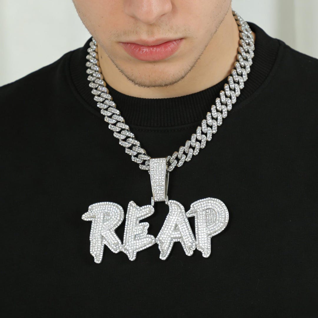 Rapper Chain Letters Customized Letters Nameplate With Cuban Link Chain, Blinged Out Name ...