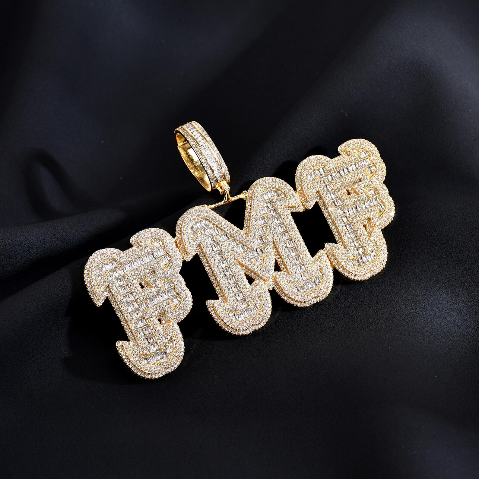 Rapper Chain Letters New Design of Baguette Letters Pendant With Cuban Chain, Custom Name ...
