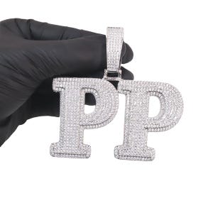 Diamond Chain Lettering Custom Big Size Letters Pendant Necklace: Zirconia Diamond 24MM Cuban ...