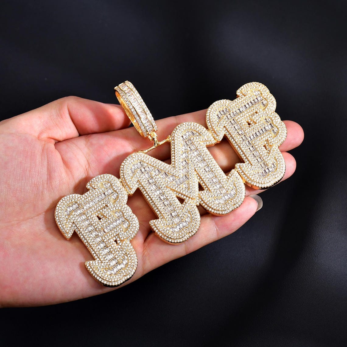Rapper Chain Letters New Design of Baguette Letters Pendant With Cuban Chain, Custom Name ...