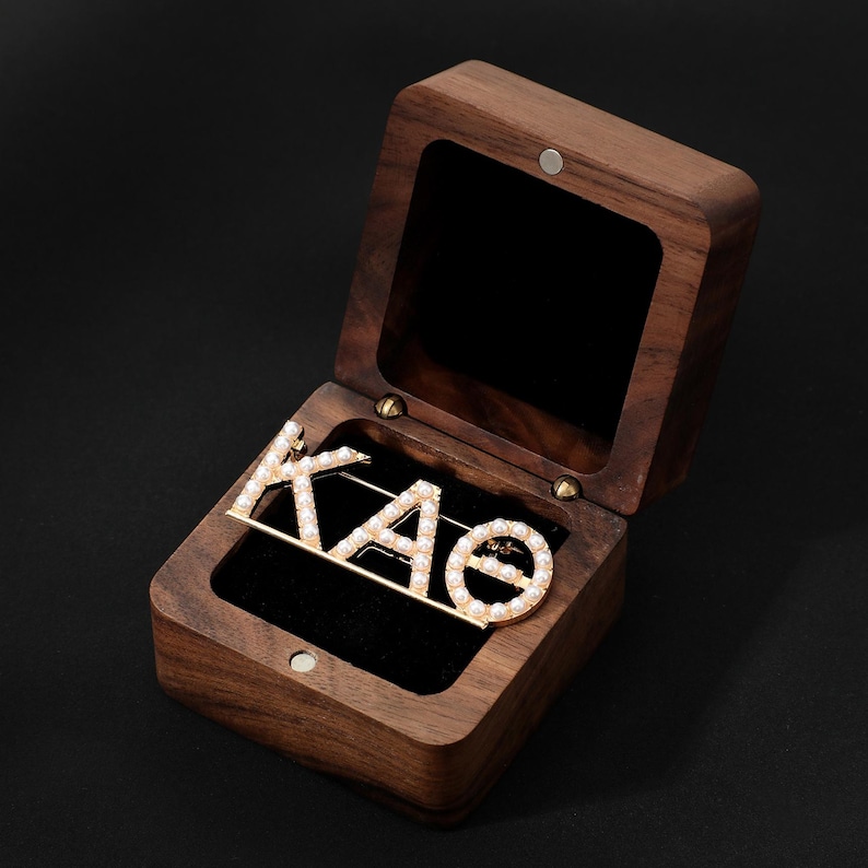 Pin Box Greek Chapter Personalized Pearl Brooch Pin, Custom Greek Letters Sorority ...