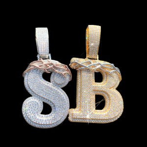 Custom Large Initial Name Plate with Cuban Chain,Iced Out Block Letters Pendant Necklace,Custom Jewelry,Custom Name Chain,Personalised Gifts