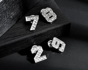 Bling Sport Nummer 0-9 ausgestattet Hutnadeln, personalisierte Varsity Nummer Hutnadel, Baseballkappe Pin, personalisierte Mitgliedsnummer Kappe Pin Geschenk