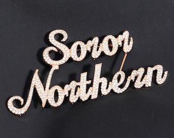 Aangepaste Soror-speld met jouw naam, bling Soror-naambroche, Soror-reversspeld, gepersonaliseerde studentenvereniging naamspeld geschenken, Soror-naambadge, naamkaartjes